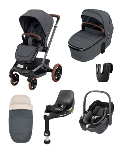 Maxi Cosi Pushchairs Maxi-Cosi Fame Pushchair Bundle With Pebble 360 Car Seat (6 Pieces) – Twillic Graphite