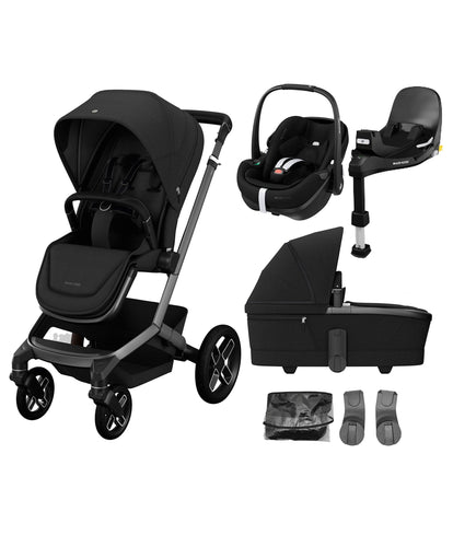 Maxi Cosi Pushchairs Maxi Cosi Fame Pushchair Bundle With Pebble 360 Pro 2 Car Seat & Base (3 Pieces) – Black with Black Wheels