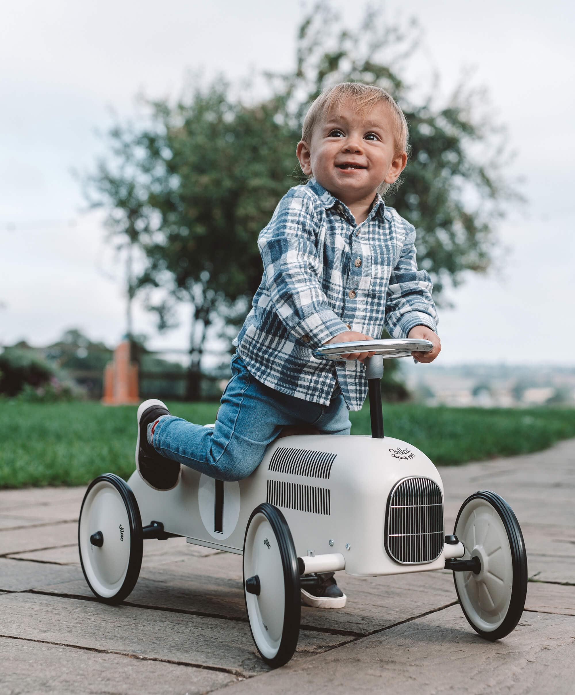 Vilac Ride On Metal Car Toy Off White Mamas Papas IE