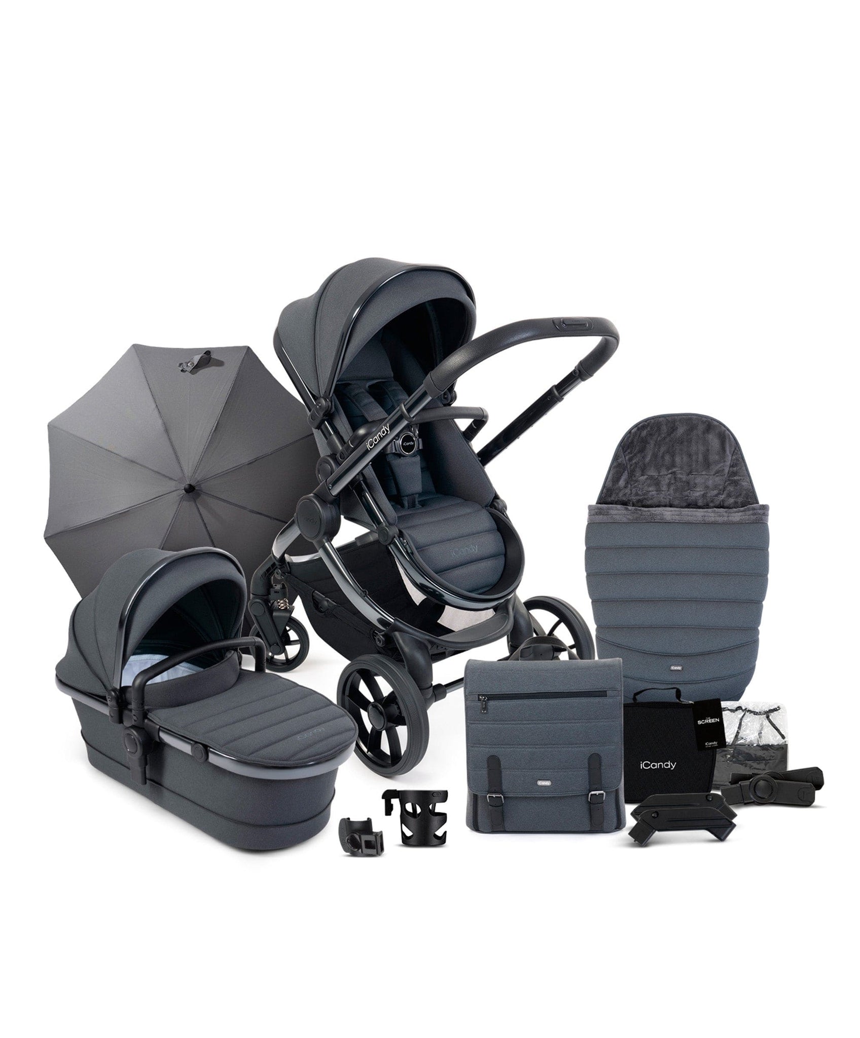 iCandy Peach 7 Complete Pushchair Bundle Dark Grey Mamas Papas IE