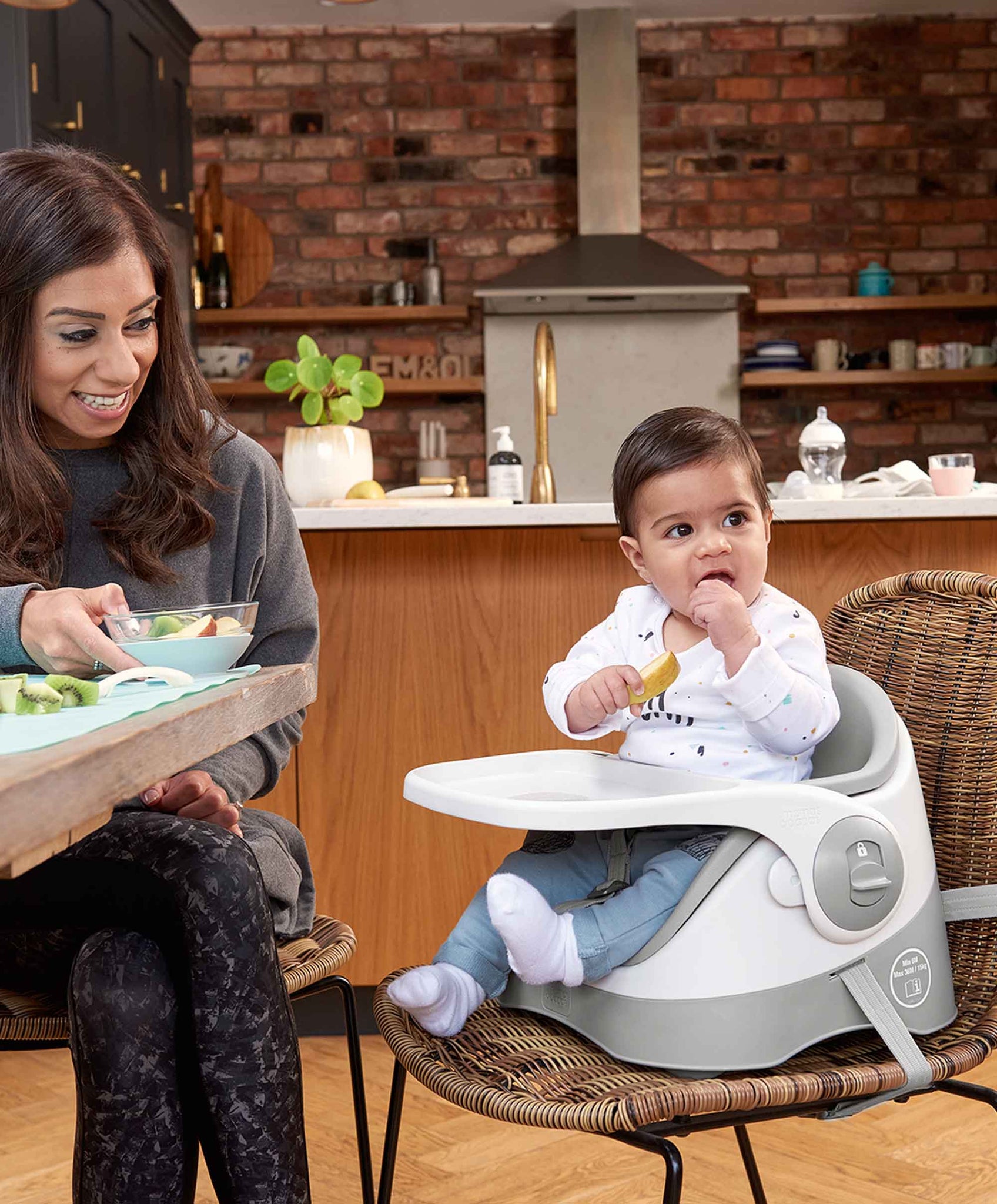 Skip Hop Booster Seat for Dining Table, Sleek Seat Booster, Grey/White