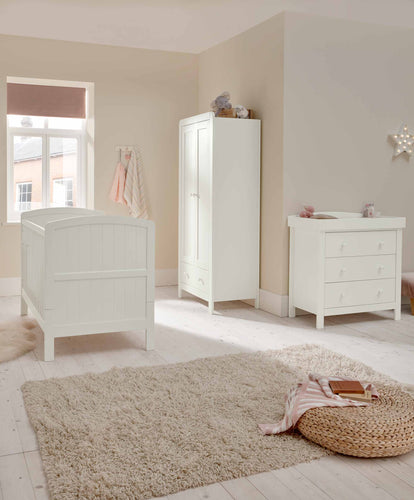 Mamas & Papas Furniture Sets Dover Baby Cotbed Range with Dresser Changer & Wardrobe - White