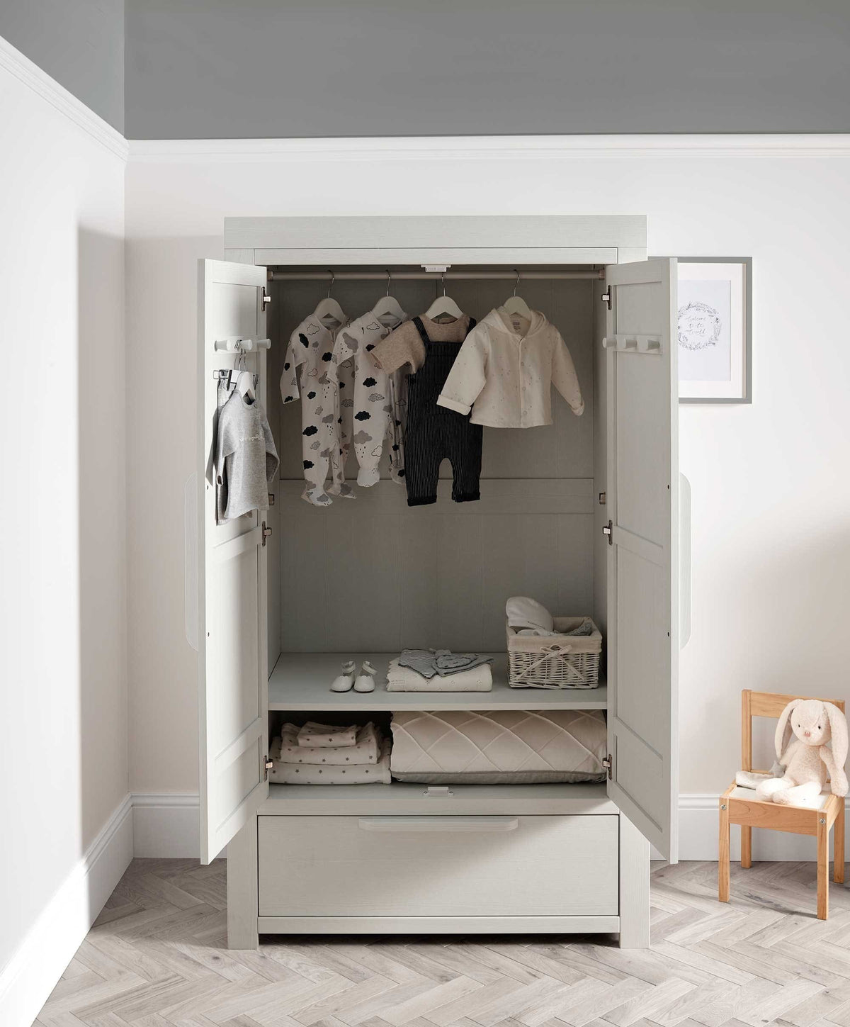 Nursery store wardrobe white